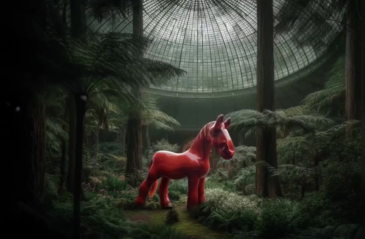 Красный конь в Natural Spaces Dome — Лейла Карипова AI Art